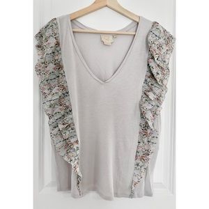 Anthro Vanessa Virginia Indak Lavender Ruffle Top